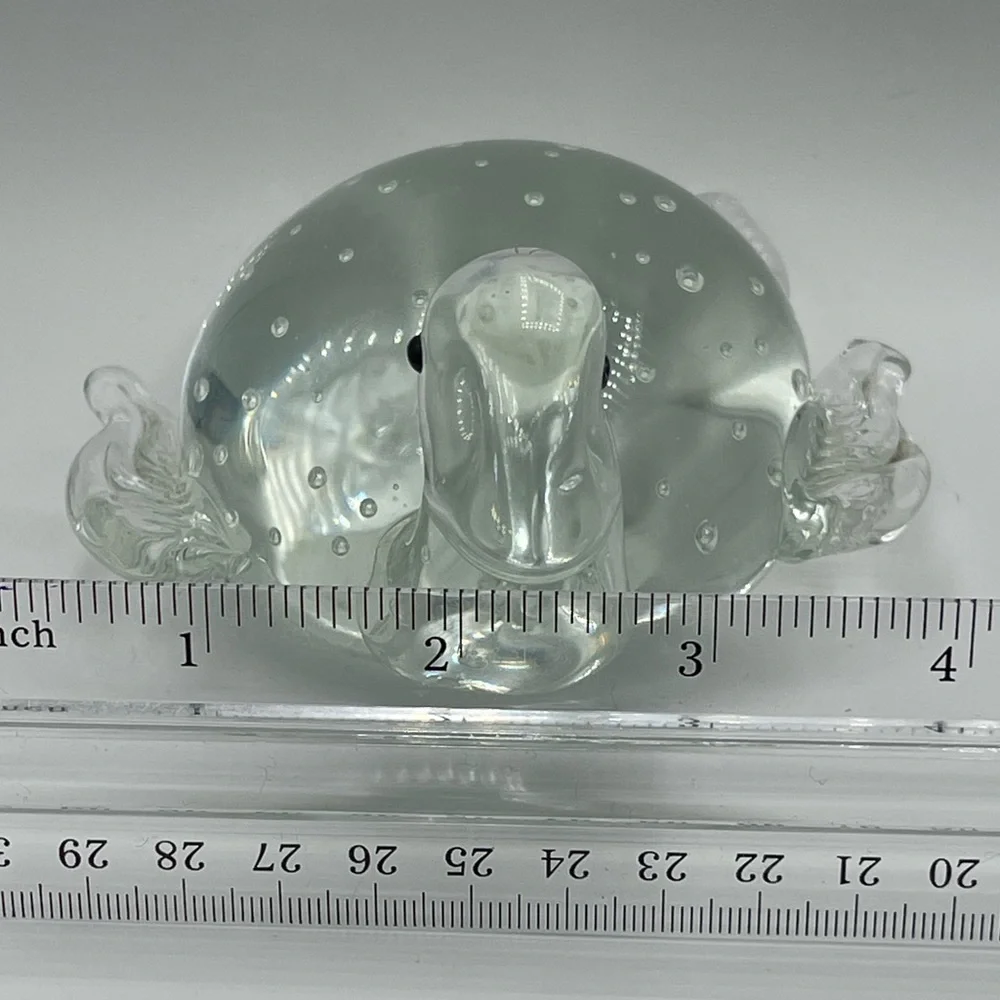 West Elm: Hand Blown Sea Turtle Clear Glass Paperweight with Bullicante Bubbles